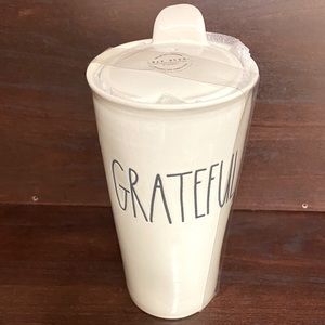 New Rae Dunn Grateful Travel Mug Ceramic Tumbler